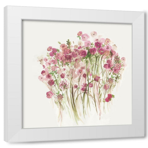 Pink Spring Garden  White Modern Wood Framed Art Print by Jensen, Asia