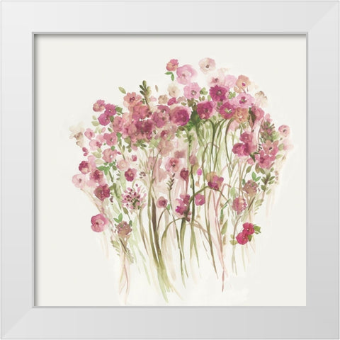 Pink Spring Garden  White Modern Wood Framed Art Print by Jensen, Asia