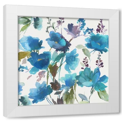 Blue Flower Garden I White Modern Wood Framed Art Print by Jensen, Asia