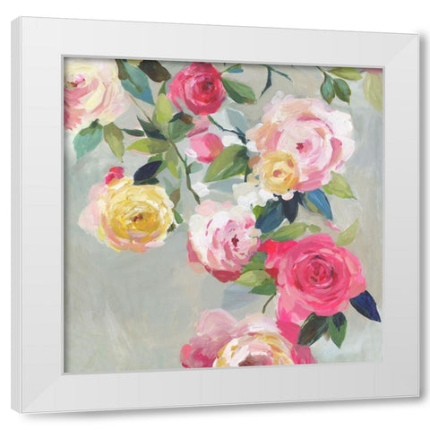 Cascade of Roses I  White Modern Wood Framed Art Print by Jensen, Asia