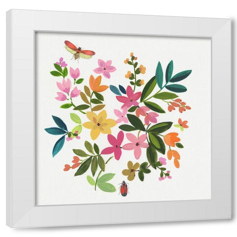 Folky Flowers I  White Modern Wood Framed Art Print by Jensen, Asia