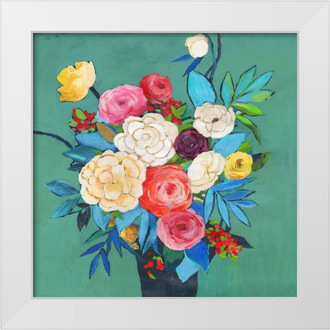 Folk Bouquet  White Modern Wood Framed Art Print by Jensen, Asia
