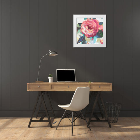 A Red Flower I White Modern Wood Framed Art Print by Jensen, Asia