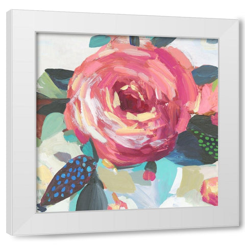 A Red Flower I White Modern Wood Framed Art Print by Jensen, Asia