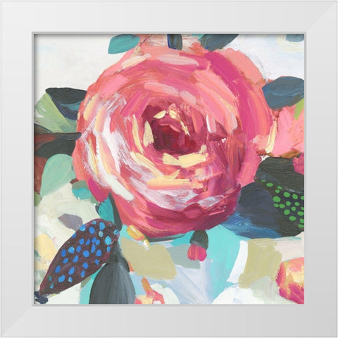 A Red Flower I White Modern Wood Framed Art Print by Jensen, Asia