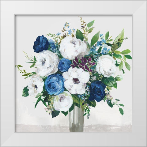 White-Blue Symphony White Modern Wood Framed Art Print by Jensen, Asia