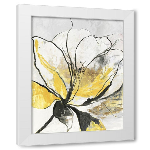 Outlined Floral I Yellow Version White Modern Wood Framed Art Print by Jensen, Asia