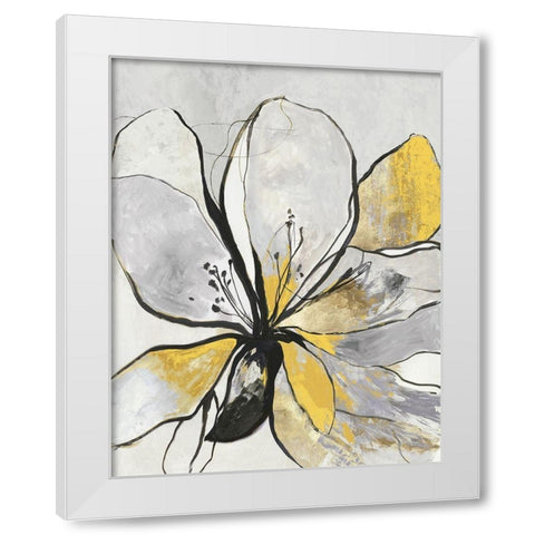 Outlined Floral II Yellow Version White Modern Wood Framed Art Print by Jensen, Asia