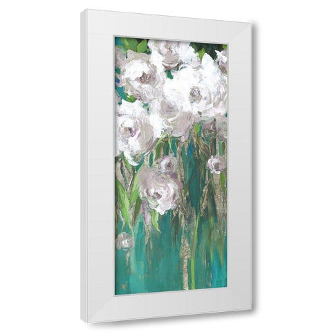 Roses on Teal I  White Modern Wood Framed Art Print by Jensen, Asia