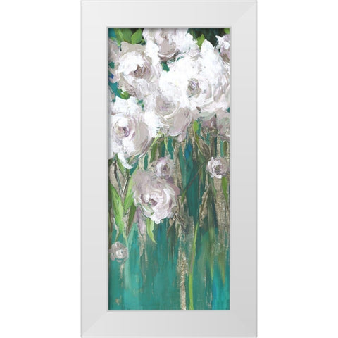 Roses on Teal I  White Modern Wood Framed Art Print by Jensen, Asia