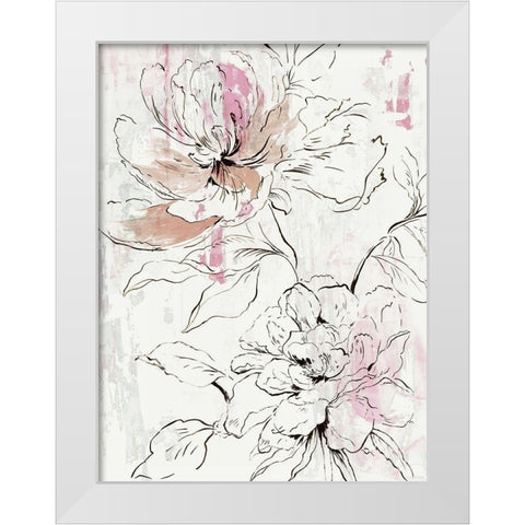 Pink Peony Blossom II White Modern Wood Framed Art Print by Jensen, Asia