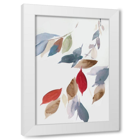 Fall Coloured Leaves II White Modern Wood Framed Art Print by Jensen, Asia