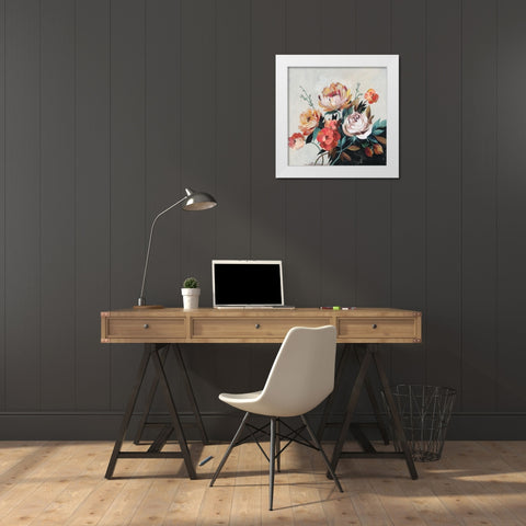 Fall Coloured Bouquet  White Modern Wood Framed Art Print by Jensen, Asia