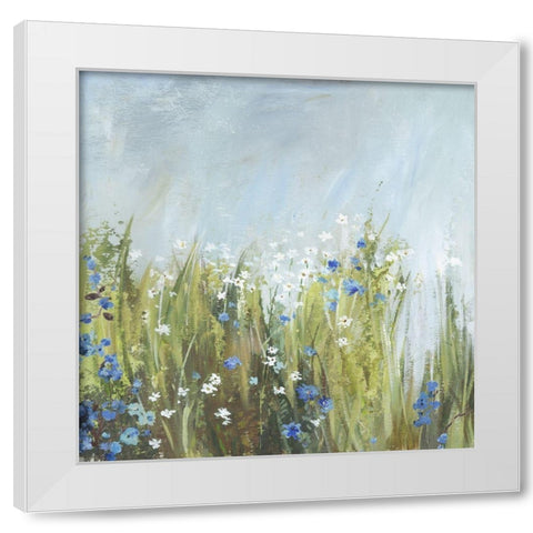 Blue Bells Field  White Modern Wood Framed Art Print by Jensen, Asia