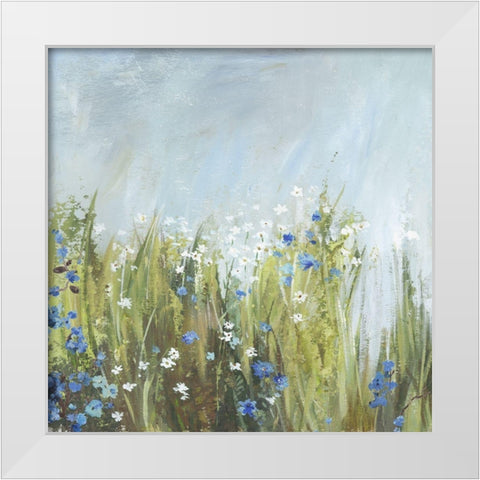 Blue Bells Field  White Modern Wood Framed Art Print by Jensen, Asia