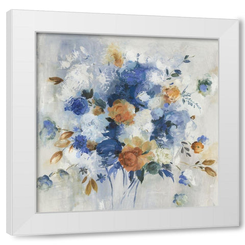 Blue Grande Floral  White Modern Wood Framed Art Print by Jensen, Asia