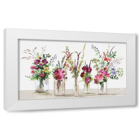 Rows of Glass Flowers  White Modern Wood Framed Art Print by Jensen, Asia
