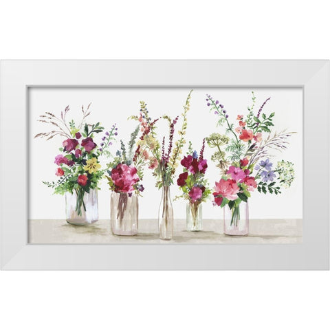 Rows of Glass Flowers  White Modern Wood Framed Art Print by Jensen, Asia
