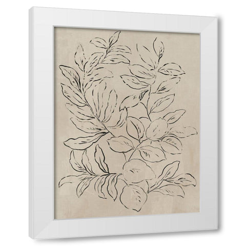 Outlined Leaves I  White Modern Wood Framed Art Print by Jensen, Asia