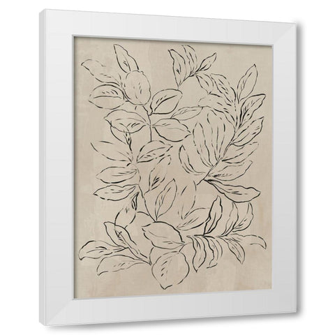 Outlined Leaves II White Modern Wood Framed Art Print by Jensen, Asia