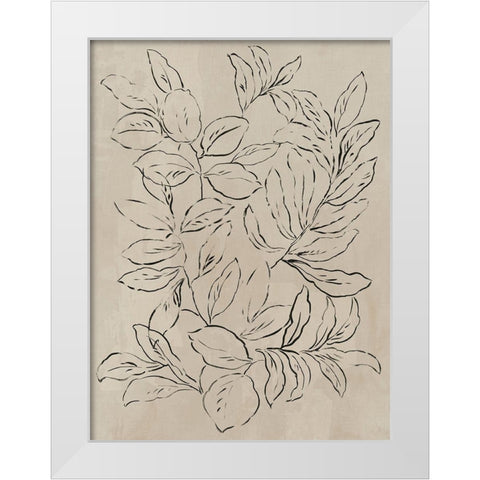 Outlined Leaves II White Modern Wood Framed Art Print by Jensen, Asia