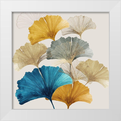 Golden Ginko I  White Modern Wood Framed Art Print by Jensen, Asia