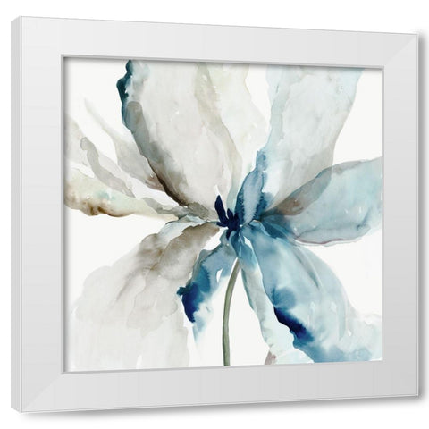 Blue Transparent Flower  White Modern Wood Framed Art Print by Jensen, Asia