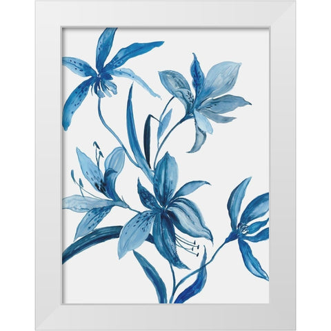 Blue Orchid II  White Modern Wood Framed Art Print by Jensen, Asia