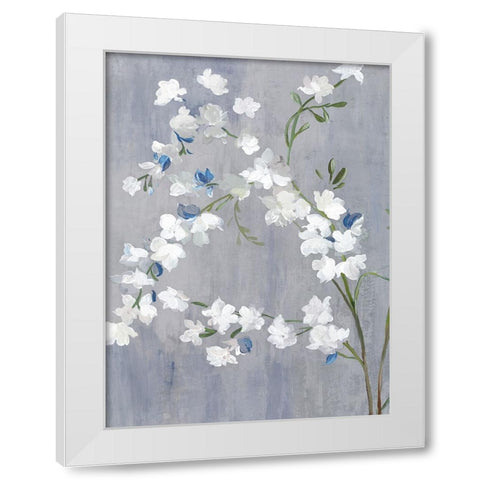 Blue White Blossoms I White Modern Wood Framed Art Print by Jensen, Asia