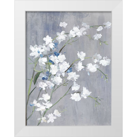 Blue White Blossoms II White Modern Wood Framed Art Print by Jensen, Asia