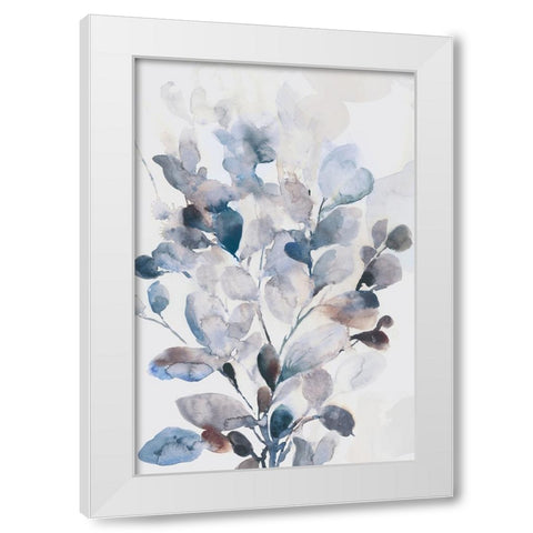 Blue Boho Leaves I White Modern Wood Framed Art Print by Jensen, Asia