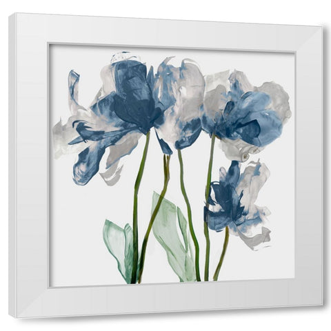 Blue Floral Radiance I White Modern Wood Framed Art Print by Jensen, Asia