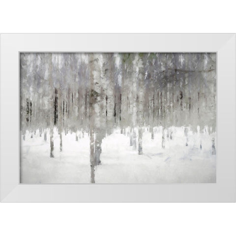 Birches In Fog White Modern Wood Framed Art Print by Curinga, Kim