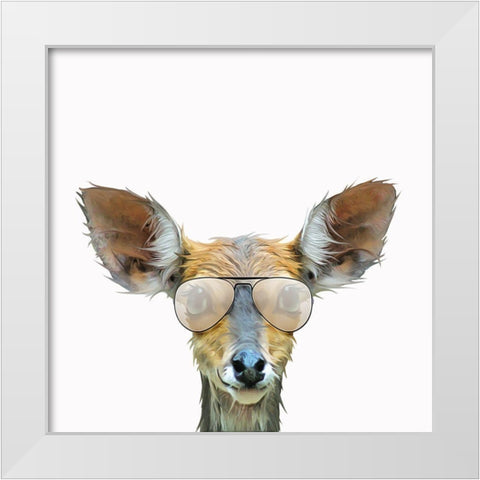 Daring DeerÂ  White Modern Wood Framed Art Print by Curinga, Kim