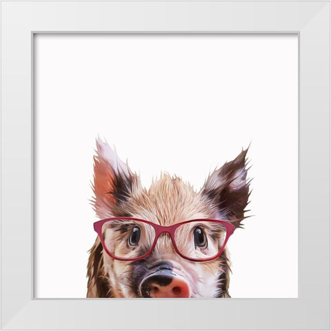 Peekaboo Pig  White Modern Wood Framed Art Print by Curinga, Kim