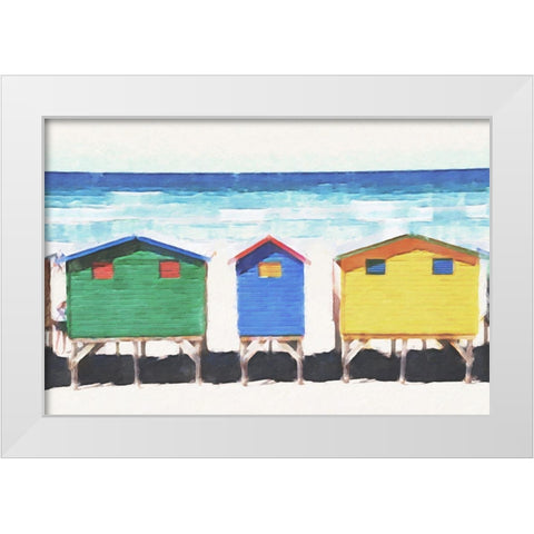 Beach Huts  White Modern Wood Framed Art Print by Curinga, Kim