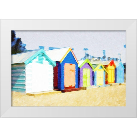 Beach Shacks  White Modern Wood Framed Art Print by Curinga, Kim