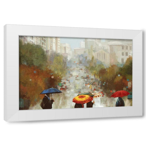 In the Rain White Modern Wood Framed Art Print by K., Ella