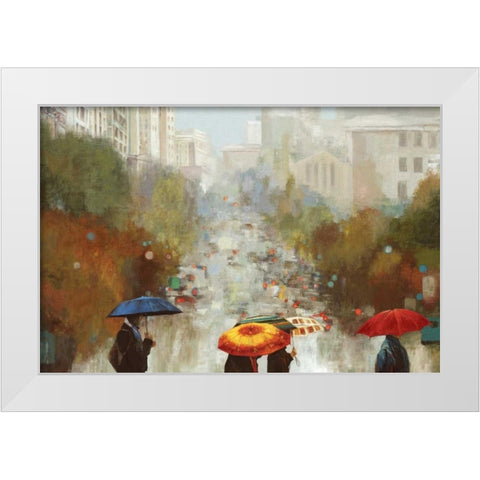 In the Rain White Modern Wood Framed Art Print by K., Ella