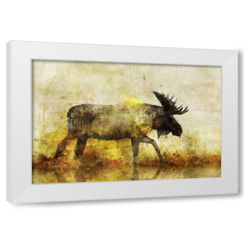Happy Moose I White Modern Wood Framed Art Print by Roko, Ken