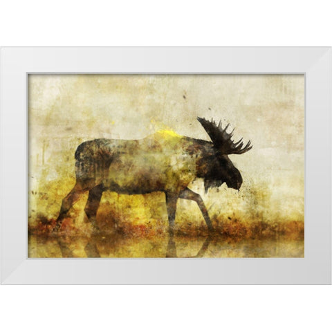 Happy Moose I White Modern Wood Framed Art Print by Roko, Ken