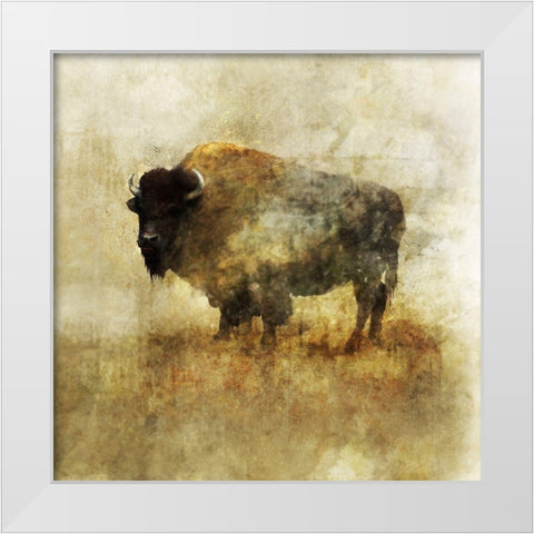 Peaceful Bison II White Modern Wood Framed Art Print by Roko, Ken