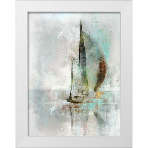 Sailboat II White Modern Wood Framed Art Print by Roko, Ken