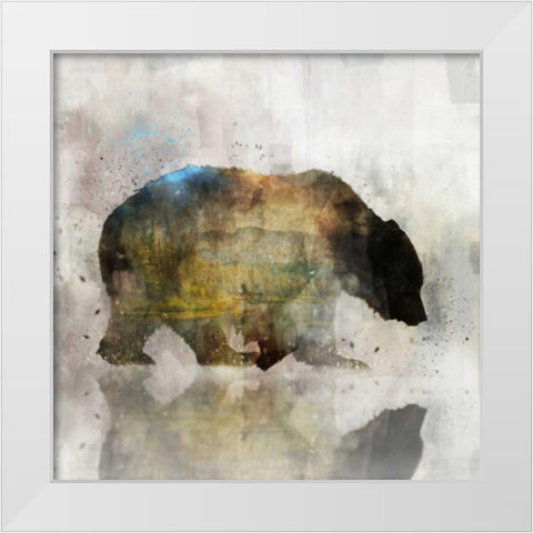 Journey Bear I White Modern Wood Framed Art Print by Roko, Ken