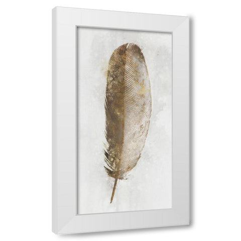 Golden Feather I White Modern Wood Framed Art Print by Roko, Ken