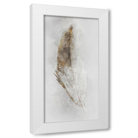 Golden Feather II White Modern Wood Framed Art Print by Roko, Ken