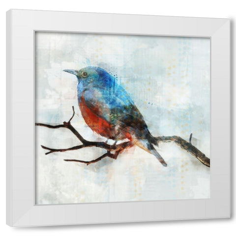 Little Blue Bird II  White Modern Wood Framed Art Print by Roko, Ken