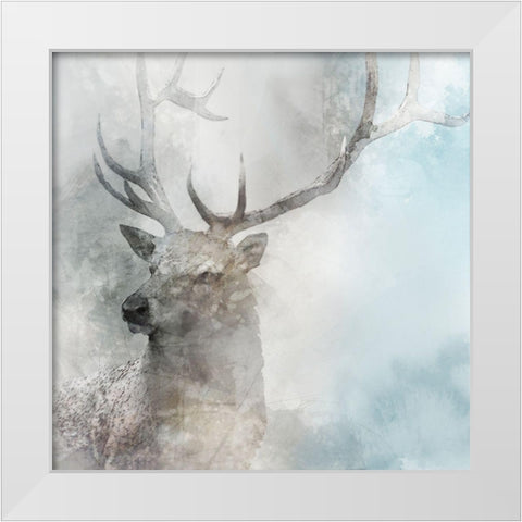 Stag Gaze II White Modern Wood Framed Art Print by Roko, Ken