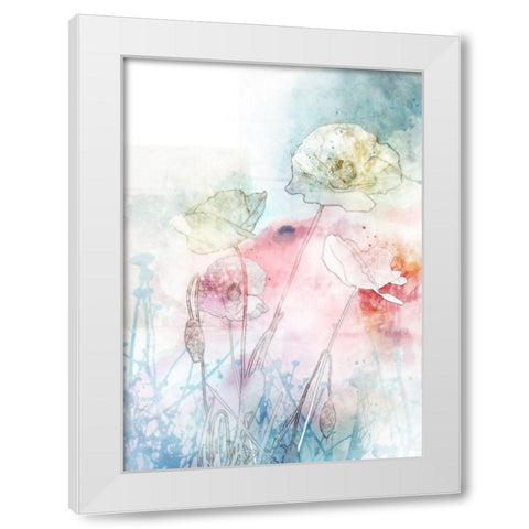 Dancing Poppies White Modern Wood Framed Art Print by Roko, Ken