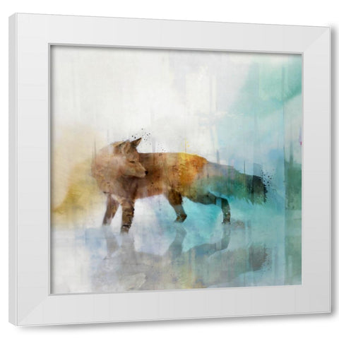 Fox on Teal II White Modern Wood Framed Art Print by Roko, Ken